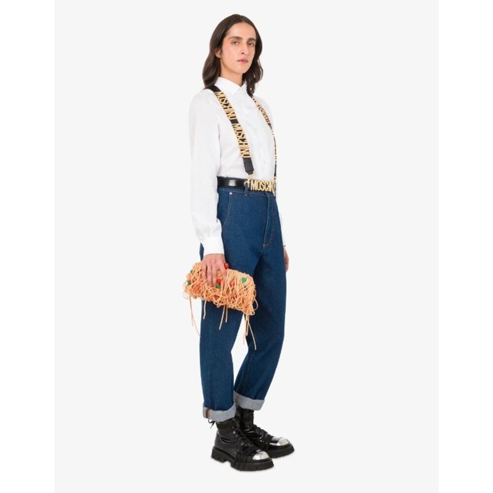 Moschino Couture Jeremy Scott Spaghetti Pasta Fringe Tomato Clutch Shoulder Bag - Picture 5 of 8